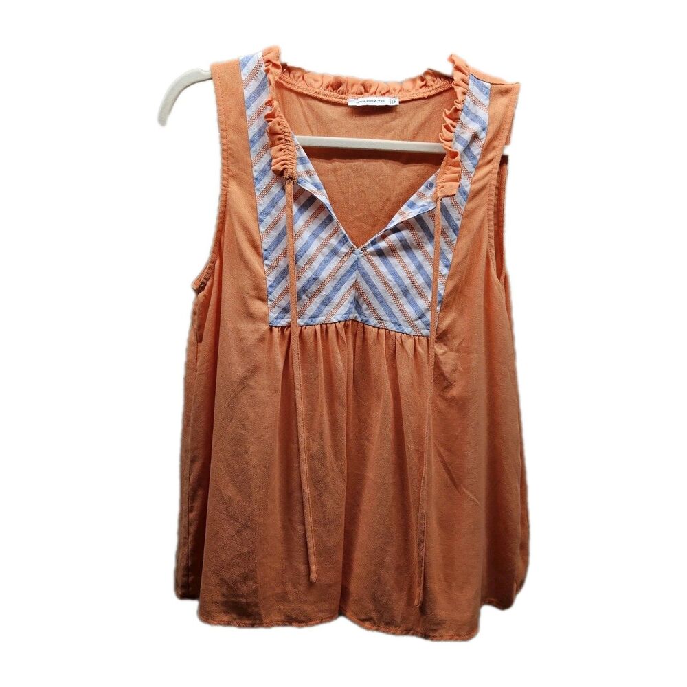 Staccato Womens Orange Blouse Cotton Tank Top Medium